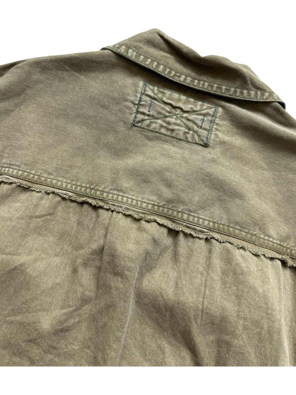 Free People We The Free Olive Utility Vest Oversized Distressed Cotton Military - Picture 12 of 12
